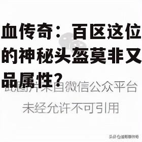 热血传奇：百区这位法师的神秘头盔莫非又是极品属性？